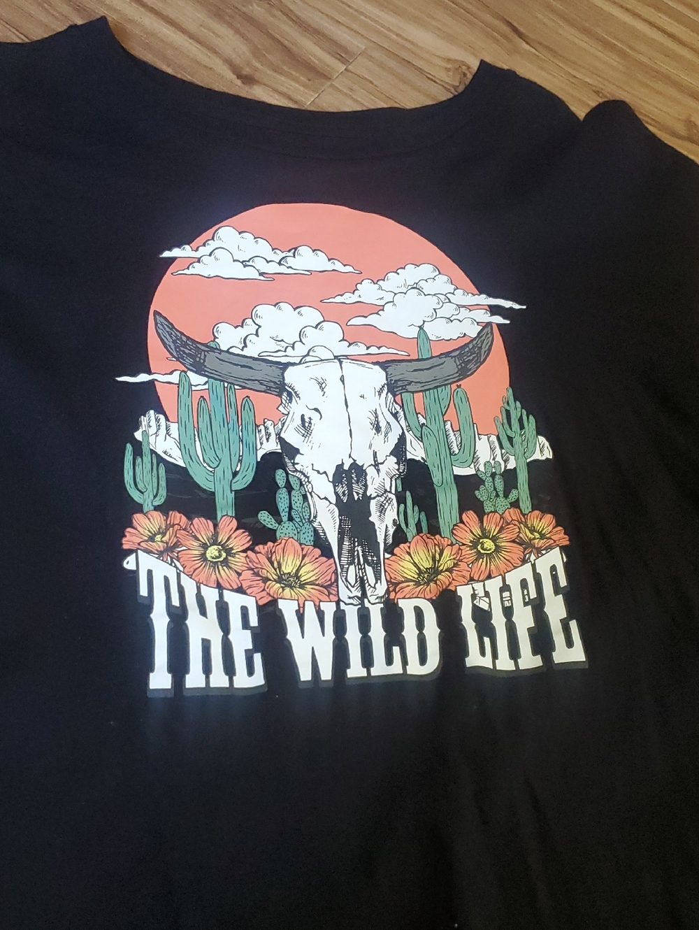 Organic Generation Black Graphic Tee with Desert Skull Print
